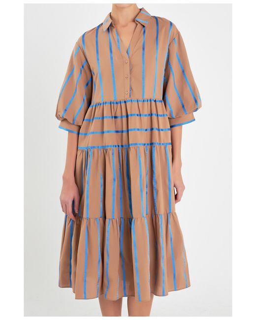 English Factory Striped Collared Midi Dress