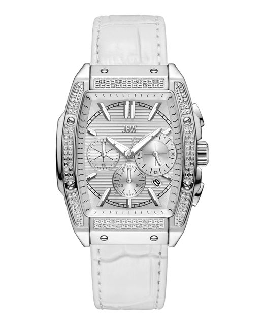 Jbw Echelon Chronograph White Genuine Calf Leather Watch