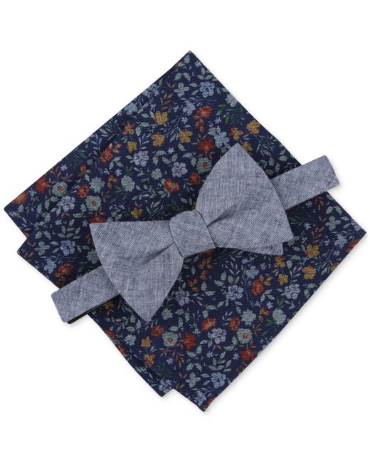 Bar III Kanupp Solid Bow Tie Floral Pocket Square Set Created for
