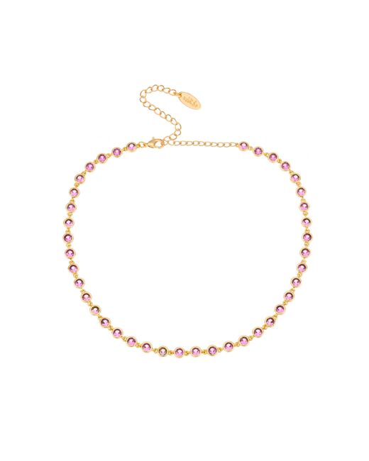 Ettika Cubic Zirconia Disc and 18K Gold Plated Link Necklace
