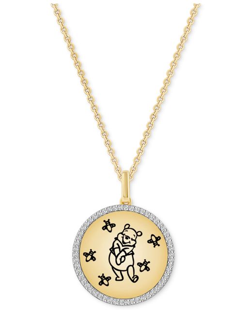 Wonder Fine Jewelry Diamond Winnie the Pooh Disc 18 Pendant Necklace 1/8 ct. t w.