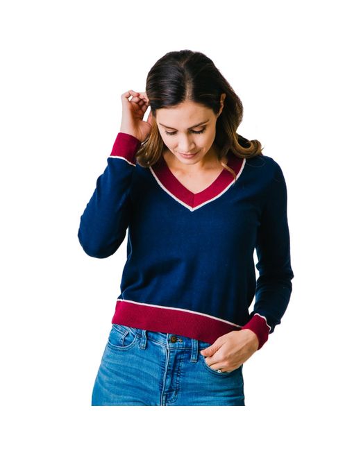 Hope & Henry Long Sleeve Fine Gauge V-Neck Sweater