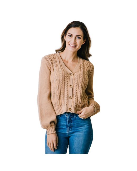 Hope & Henry Long Sleeve Chunky Cable Cardigan Sweater