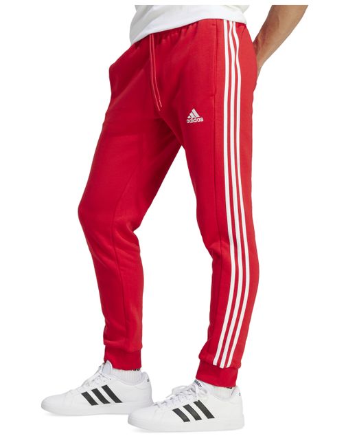 Adidas Essentials 3-Stripes Regular-Fit Fleece Joggers wht