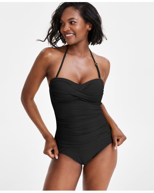 Anne Cole Twist-Front Ruched One-Piece Swimsuit
