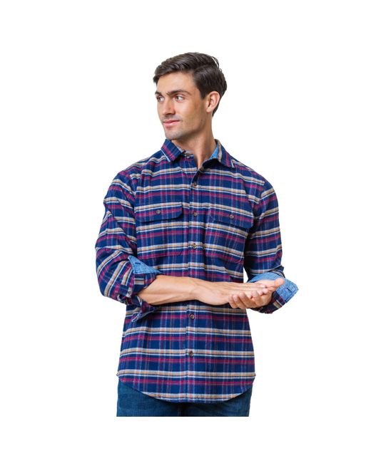 Hope & Henry Organic Long Sleeve Flannel Double Pocket Button Down Shirt