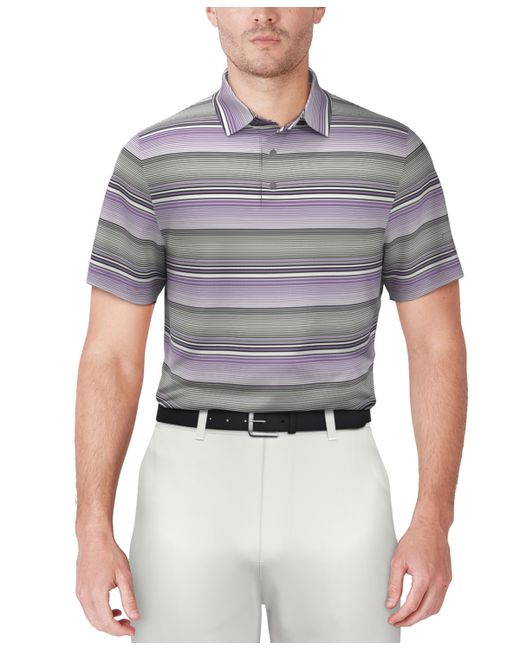 PGA Tour Linear Energy Textured Short Sleeve Performance Golf Polo Shirt