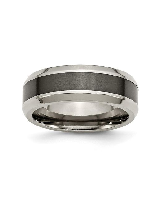 Chisel Ceramic Center Beveled Wedding Band Ring