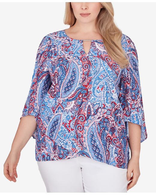 Ruby Rd. Ruby Rd. Plus Woven Paisley Gauze Top