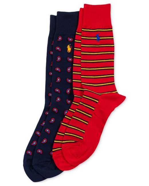 Polo Ralph Lauren 2-Pk. Paisley Stripes Slack Socks