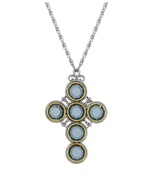 Symbols of Faith Pewter Cross with Round Crystal Necklace