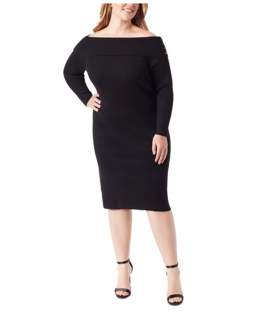 Jessica Simpson Trendy Plus Aaryn Rib-Knit Off-The-Shoulder Dress
