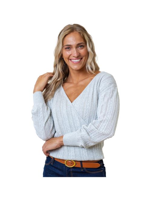 Hope & Henry Long Sleeve Reversible Cable Wrap Sweater