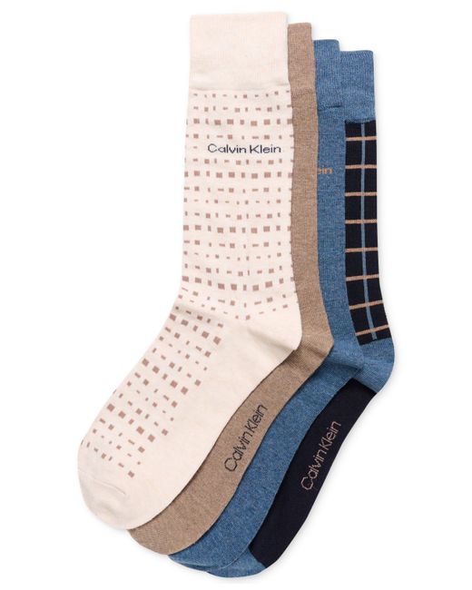 Calvin Klein Crew Length Dress Socks Assorted Patterns Pack of 4