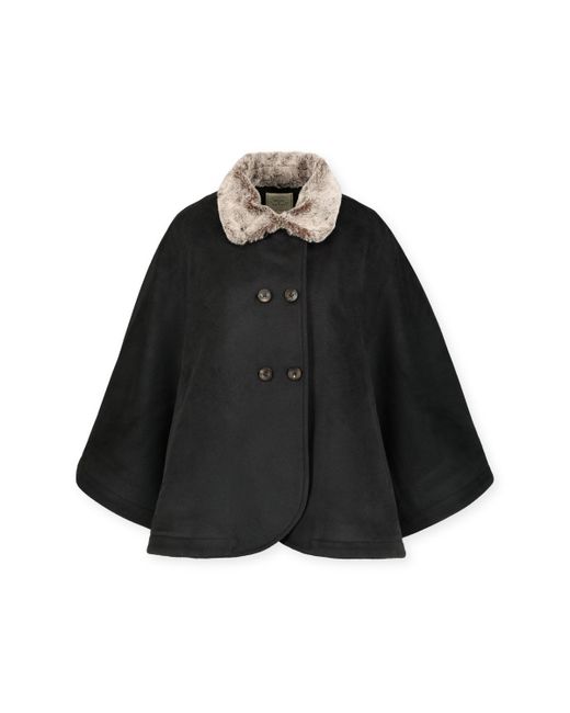 Hope & Henry Button Front Cape with Trim