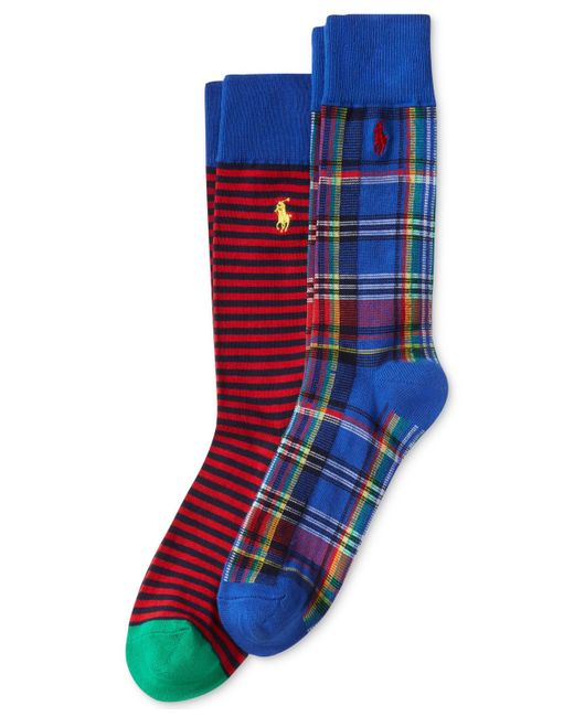 Polo Ralph Lauren 2-Pk. Stripes Plaid Slack Socks