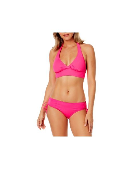 Anne Cole Solid Banded Halter Bikini Top Ruched Side Bottoms