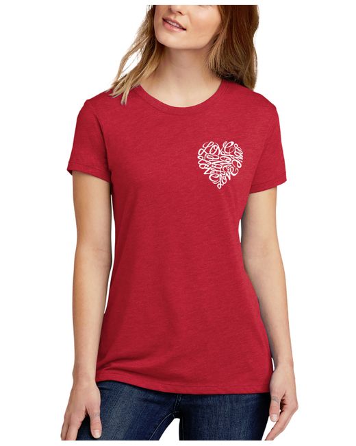 La Pop Art Premium Blend Word Art Cursive Heart T-Shirt