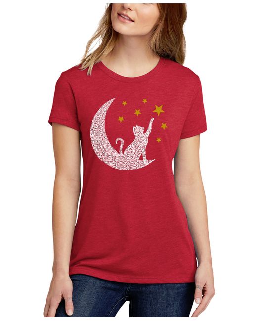 La Pop Art Premium Blend Word Art Cat Moon T-Shirt