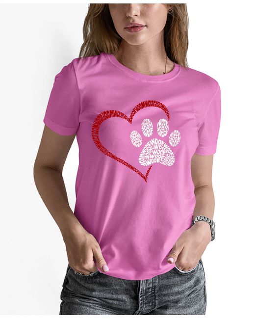 La Pop Art Word Art Paw Heart T-Shirt