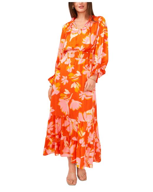 Vince Camuto Printed Tie-Neck Tiered Maxi Dress