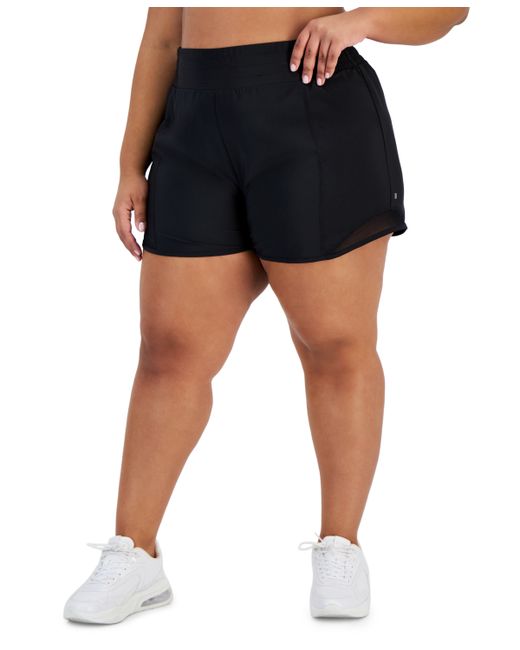 Id Ideology Plus Solid Elastic-Back Woven Running Shorts Created for