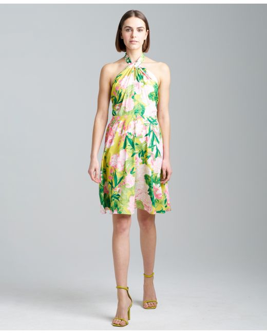 Natori Floral-Print Twisted-Halter Dress