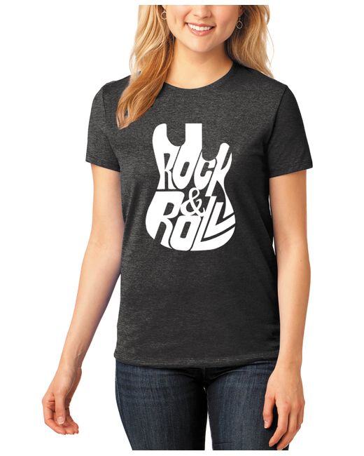 La Pop Art Premium Blend Word Art Rock And Roll Guitar T-Shirt