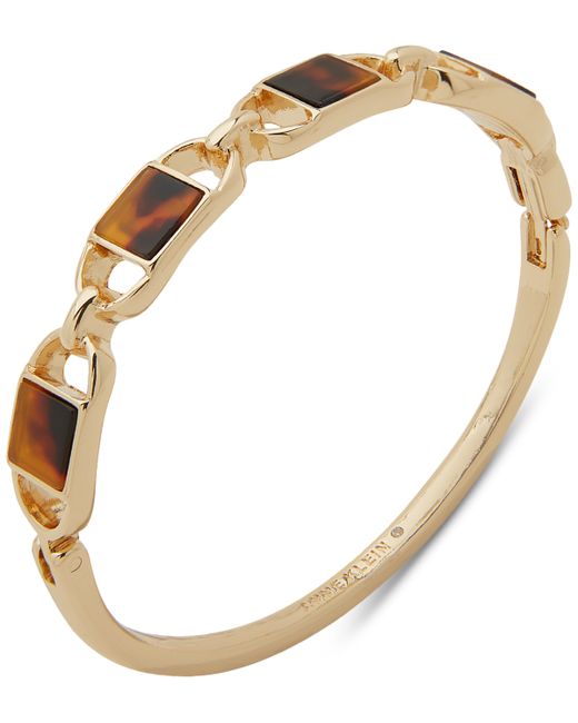 AK Anne Klein Gold-Tone Tortoise-Look Oval Link Bangle Bracelet