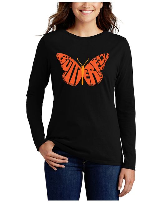 La Pop Art Word Art Butterfly Long Sleeve T-Shirt