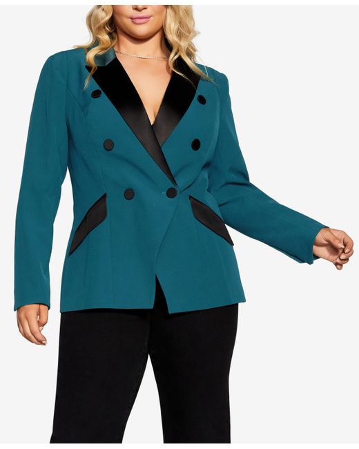 City Chic Trendy Plus Tuxe Luxe Blazer Jacket