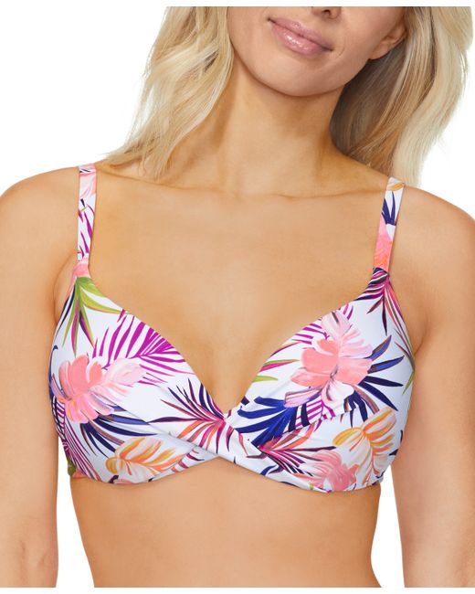 Island Escape Gemini Tropical-Print Push-Up Bikini Top Created for