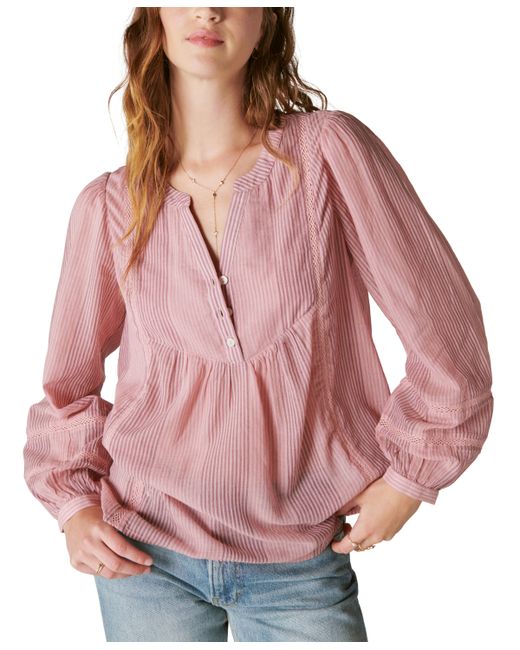 Lucky Brand Cotton Striped Popover Blouse