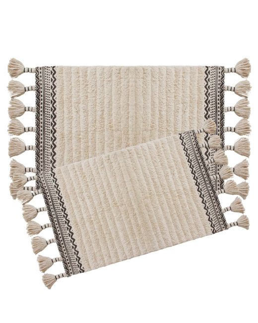 Lucky Brand Overtufted Cotton Fringe Piece Bath Rug Set 17 x 32 and 20 40