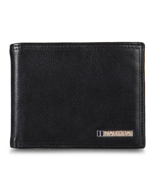 Nautica Enameled Logo Leather Bifold Wallet