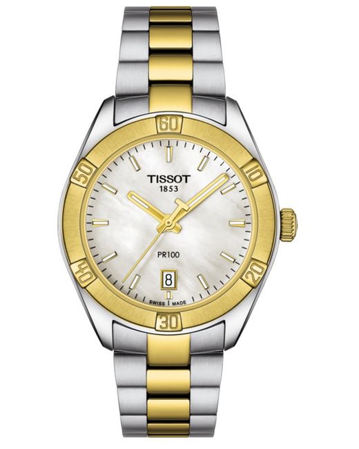 Tissot Swiss Pr 100 Sport Chic T-Classic Two-Tone Stainless Steel Bracelet Watch 36mm