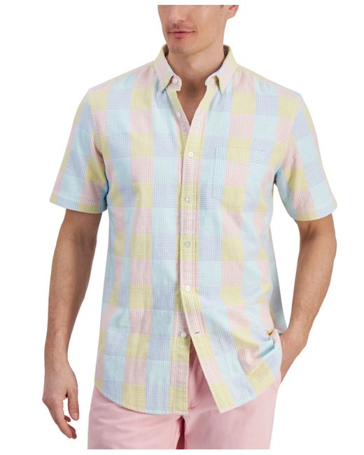 Club Room Short Sleeve Button Front Madras Plaid Shirt Created for