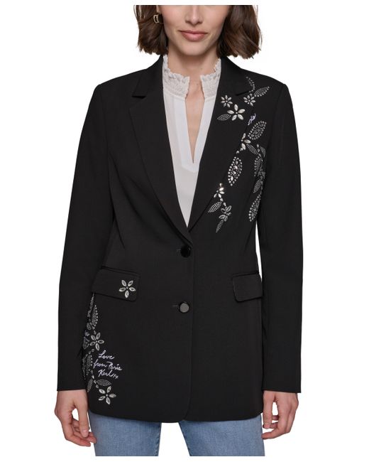 Karl Lagerfeld Embellished Button-Front Blazer