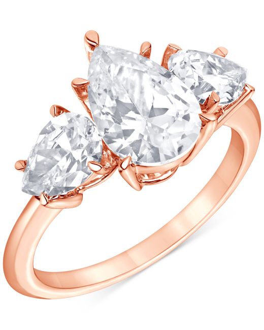 Badgley Mischka Certified Lab Grown Diamond Pear-Cut Three Stone Engagement Ring 4 ct. t.w. 14k Gold