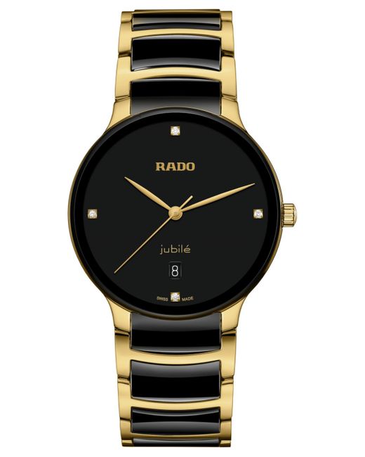 Rado Swiss Centrix Diamond 1/20 ct. t.w. Ceramic Gold Pvd Bracelet Watch 40mm