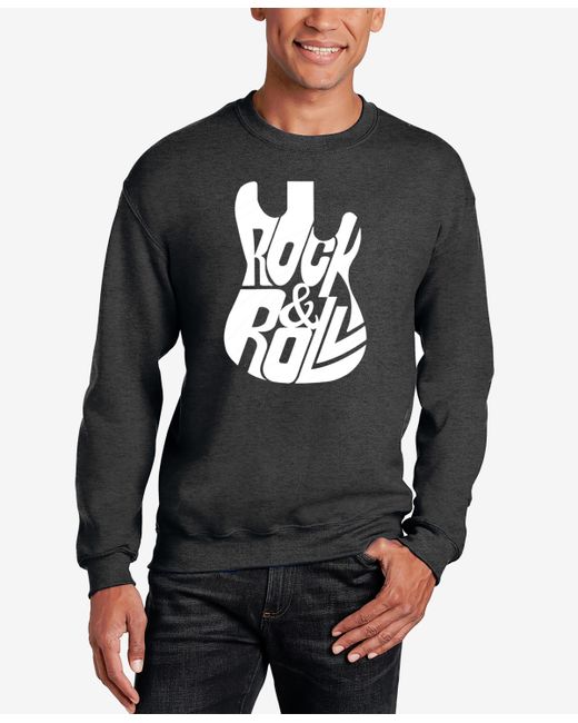 La Pop Art Rock And Roll Guitar Word Art Crewneck Sweatshirt