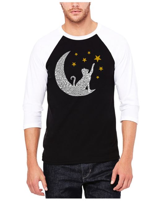 La Pop Art Cat Moon Raglan Baseball Word Art T-Shirt