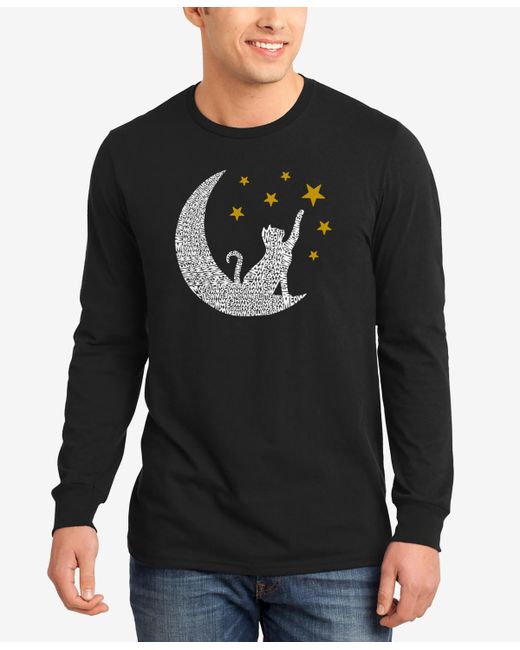 La Pop Art Cat Moon Word Art Long Sleeve T-Shirt