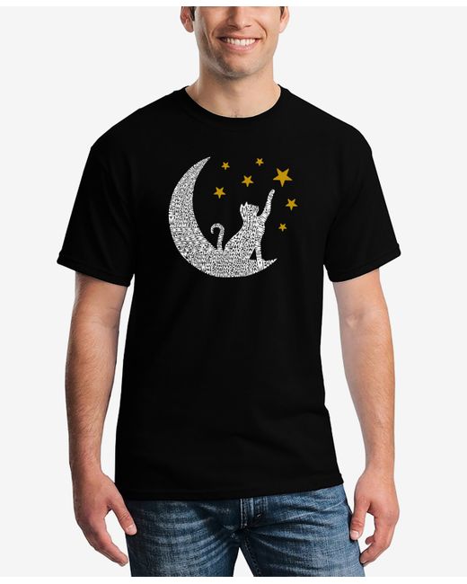 La Pop Art Cat Moon Word Art T-Shirt