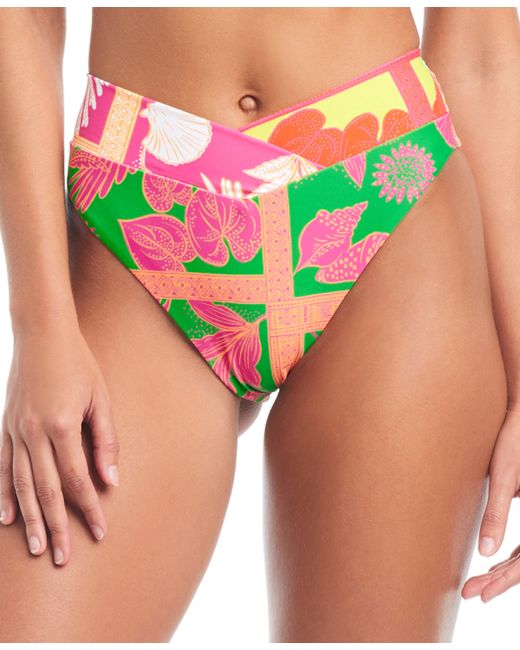 Bar III V-Waist Printed High-Leg Bikini Bottoms Created for