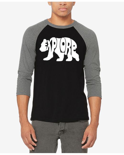 La Pop Art Explore Raglan Baseball Word Art T-Shirt