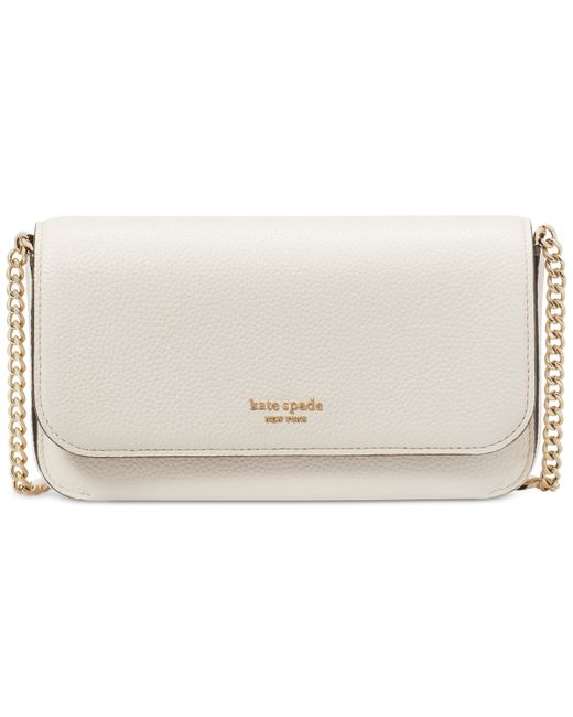 Kate Spade New York Ava Pebbled Flap Chain Wallet Parchment.