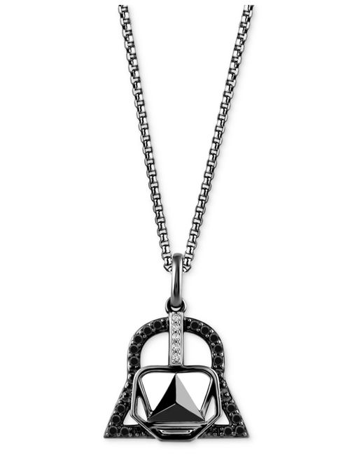 Wonder Fine Jewelry Black White Diamond Darth Vader Mask 18 Pendant Necklace 1/6 ct. t.w. Sterling with Rhodium