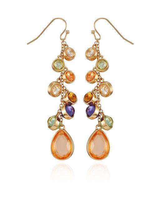 T Tahari Tone Colored Glass Stones Drop Dangle Earrings