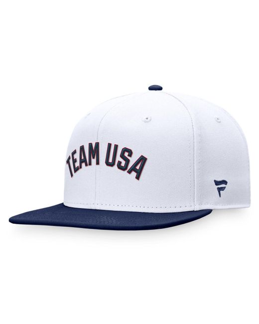 Fanatics Branded White/Navy Team Usa Snapback Hat an